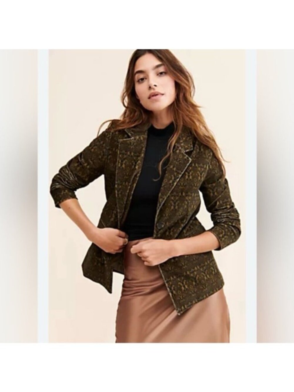 DRIFTWOOD x Free People Women’s Jacquard Blazer Green Metallic Jacket Size S